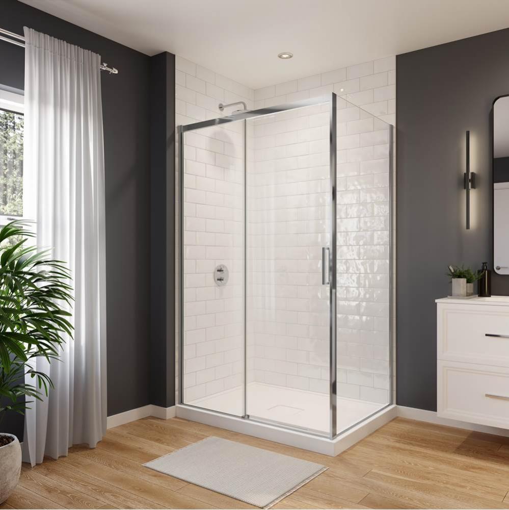 Sella 48 x 36 x 74 in. 6 mm Sliding Shower Door for Corner Installation with Clear glass in Chrome