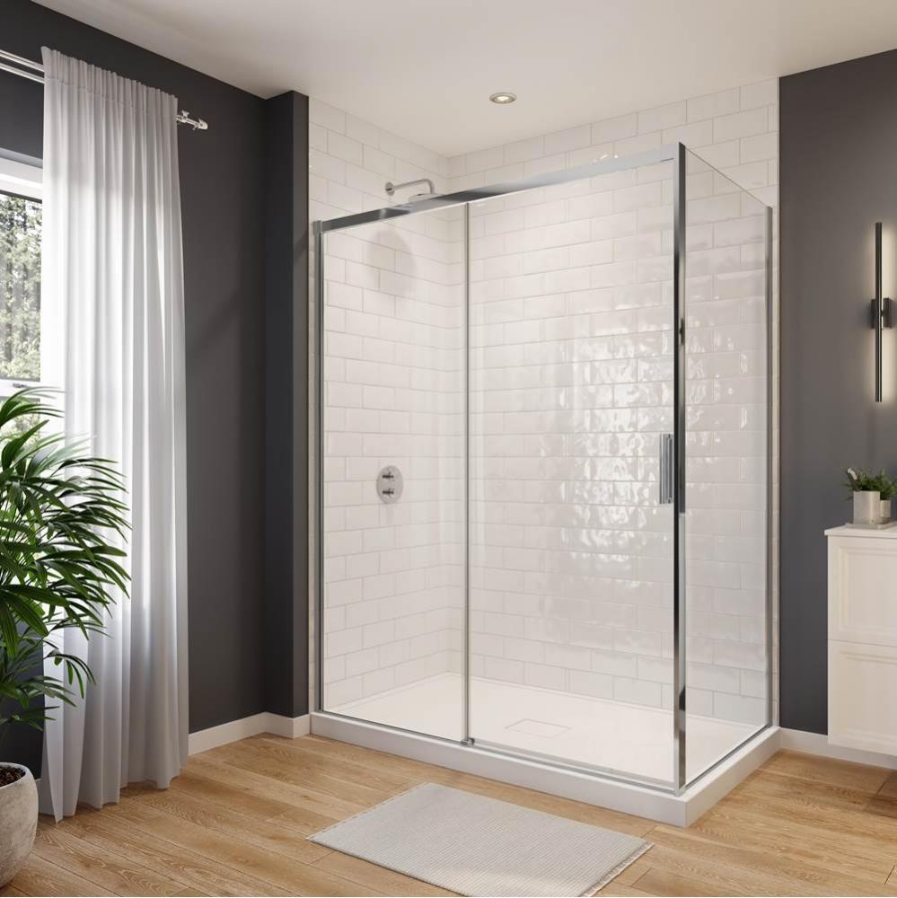 Sella 60 x 36 x 74 in. 6 mm Sliding Shower Door for Corner Installation with Clear glass in Chrome