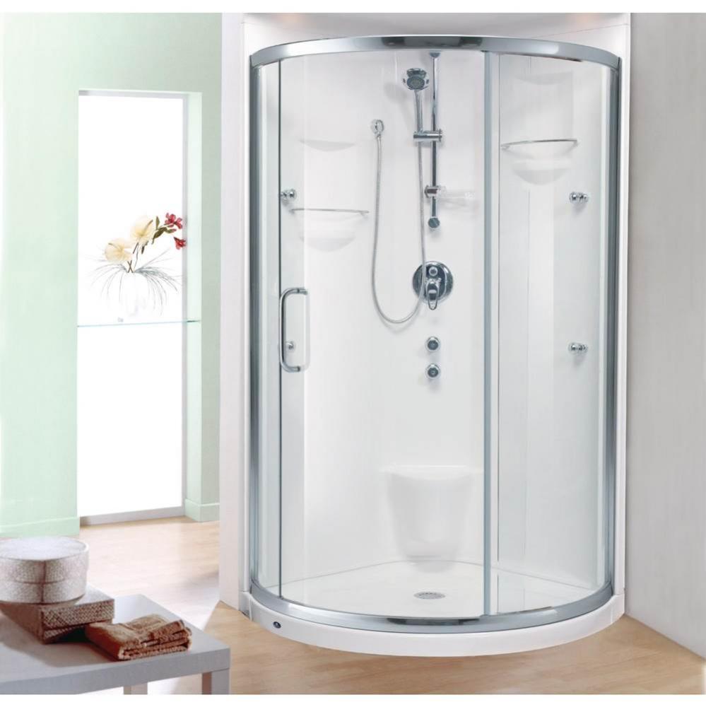 Baden 36 x 36 x 73 in. 6 mm Sliding Shower Door for Corner Installation with Clear glass in Chrome