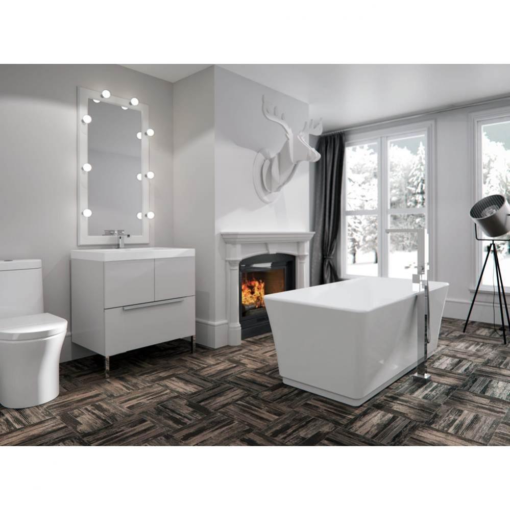 London F1 3060 AFR Acrylic Freestanding Center Drain Bathtub in White
