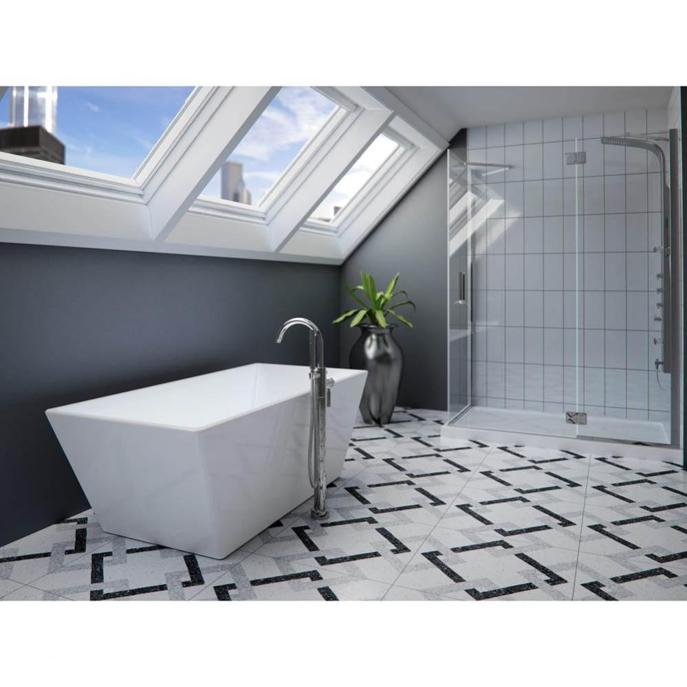 Prague F1 3266 AFR Acrylic Freestanding Center Drain Mass-Air Bathtub in White