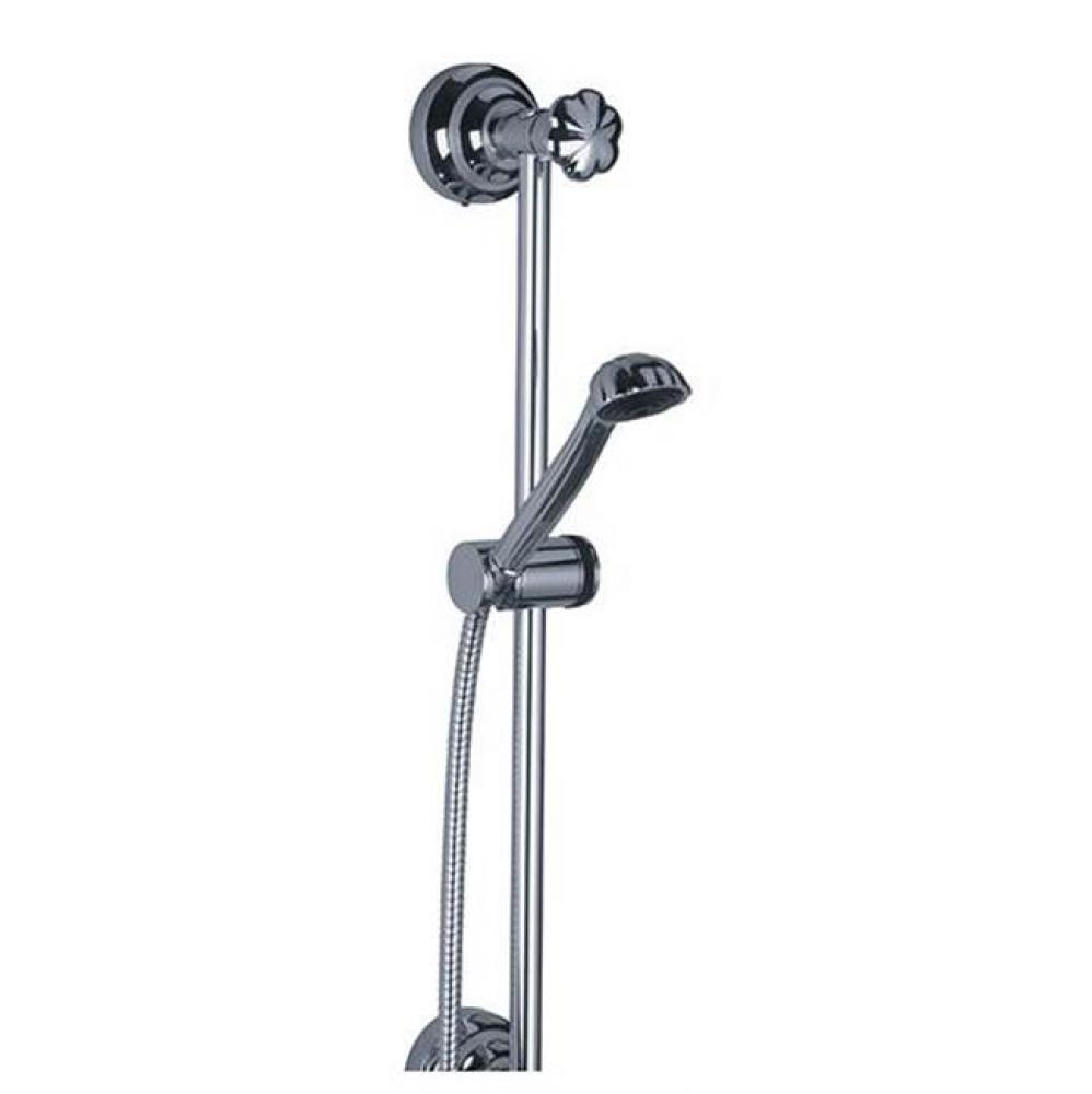Florale Crystal Sliding Rail Shower Set With Handshower And Hose In Polished Chrome With Alexandri