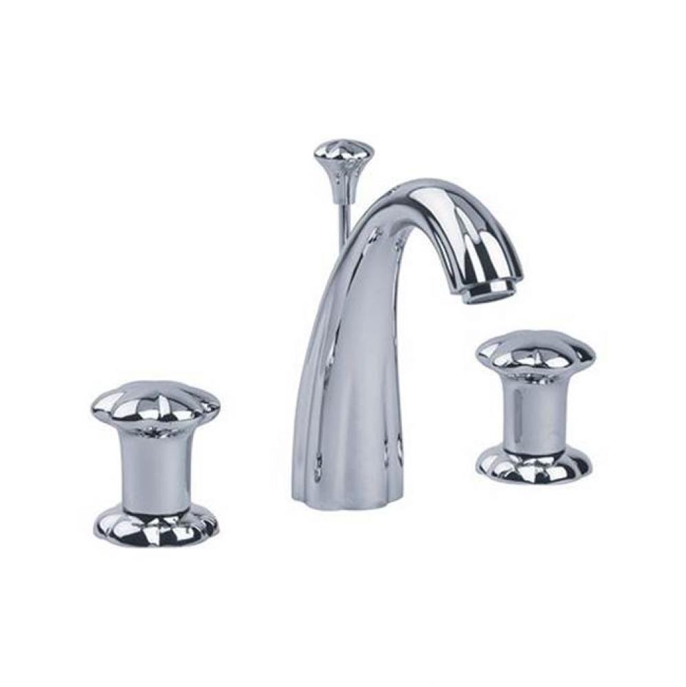 Florale Widespread Lavatory Faucet In Chrome With Black Glass Handles