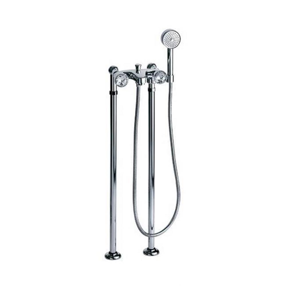 Palazzo Exposed Tub And Shower Mixer With Clear Crystal Handles In Polished Nickel