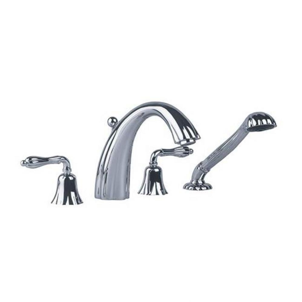 Albano Four Hole Deck Mounted Tub Filler In Polished Chrome With Lever Handles
