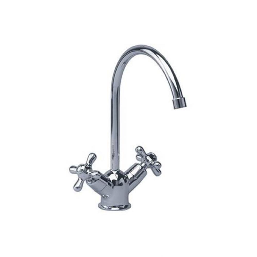 Albano Mini Washbasin Single Hole Lavatory Faucet In Polished Chrome With Cross Handles
