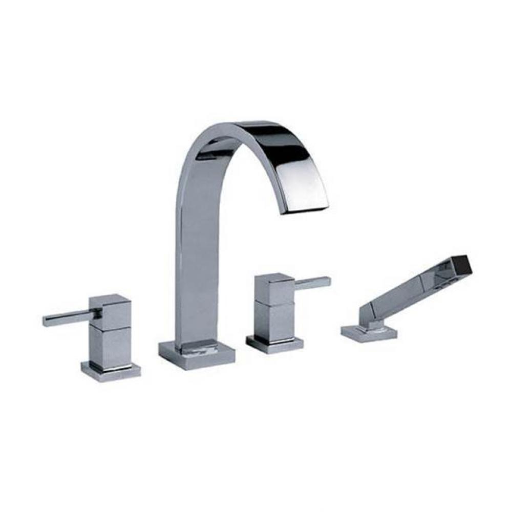 Empire Royal Crystal 4 Hole Deck Mount Tub Filler With Handshower In Polished Chrome With Clear Cr