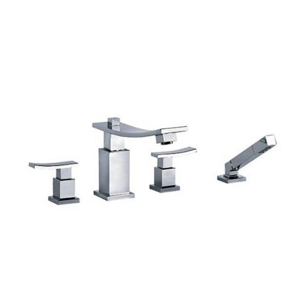 Empire Ii Four Hole Deck Mounted Bathtub Filler In Polished Chrome With Handshower