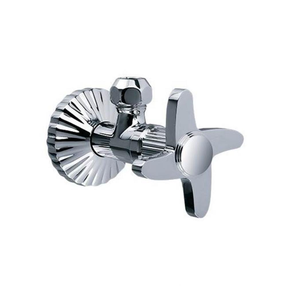 Cronos 1/2'' Angle Stop Valve With Clear Crystal Handles In Polished Nickel