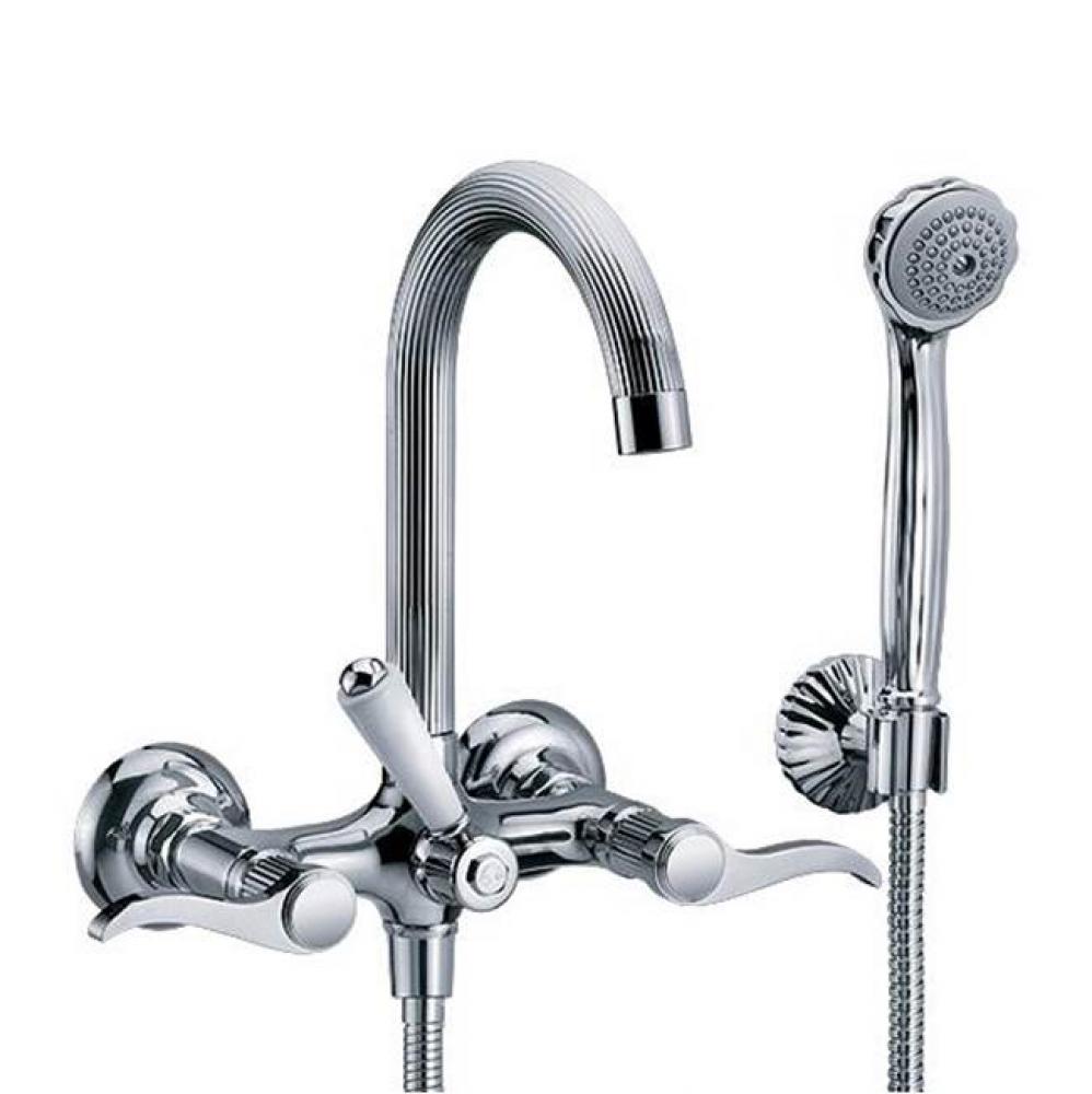 Cronos Wall Mounted Exposed Tub And Shower Mixer With Lever Handles In Polished Chrome