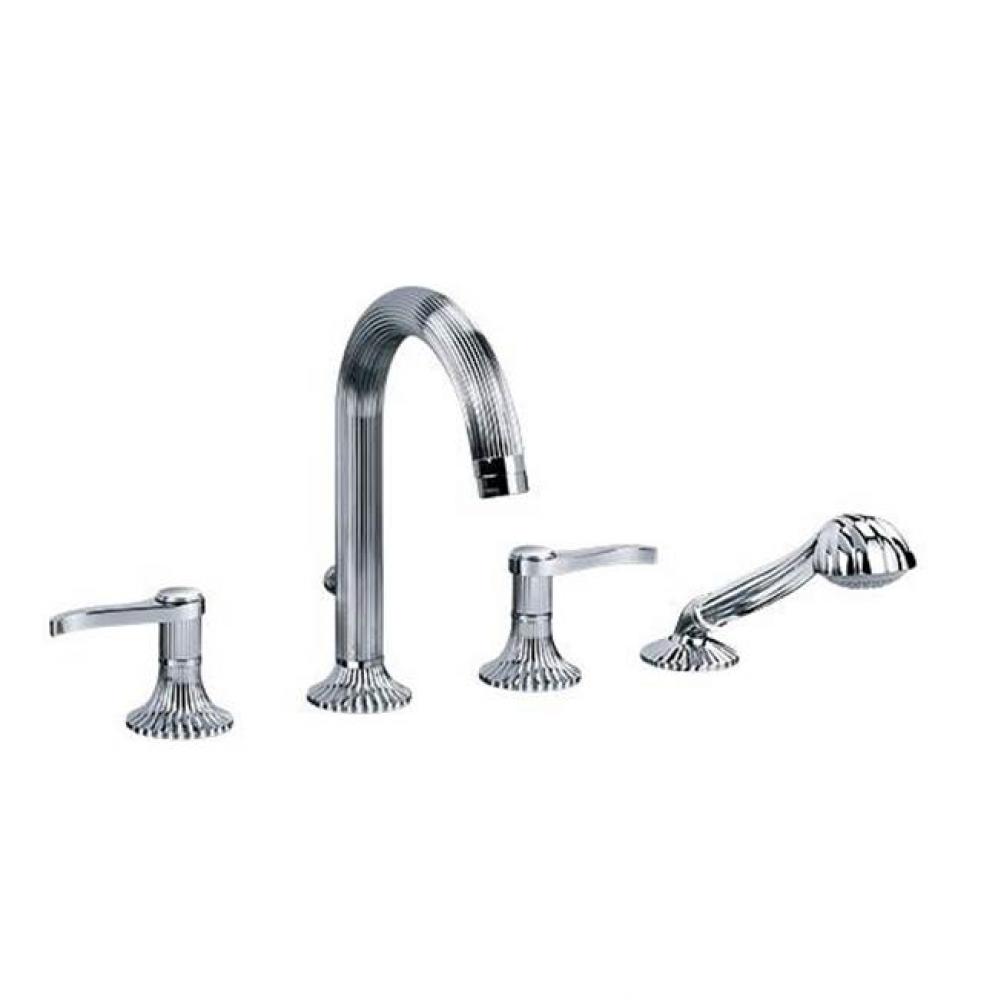 Cronos Four Hole Deck Mounted Bathtub Filler With Lever Handles In Polished Chrome