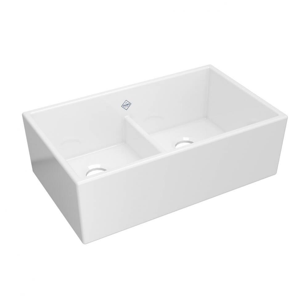 Shaker™ 33'' Low Divide Double Bowl Apron Front Fireclay Kitchen Sink