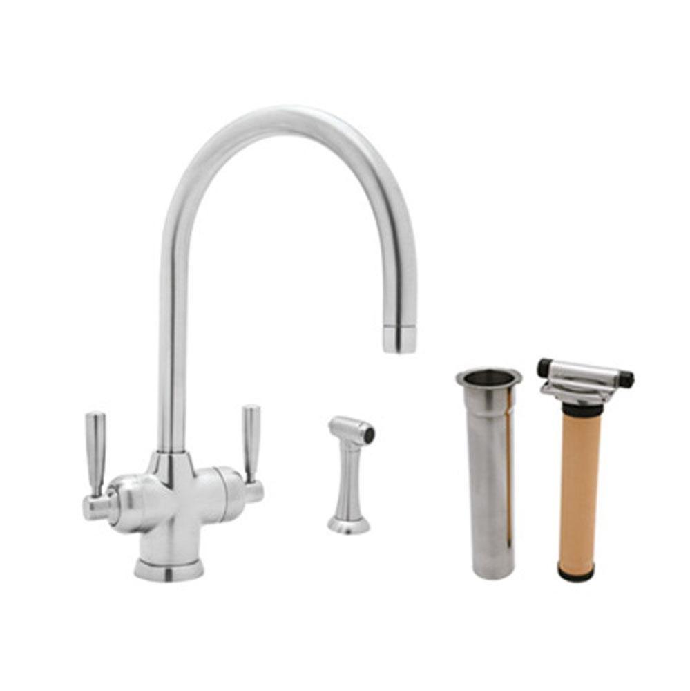 Perrin & Rowe® Holborn Filtration Kit 2-Lever Kitchen Faucet With Sidespray with Lever Ha