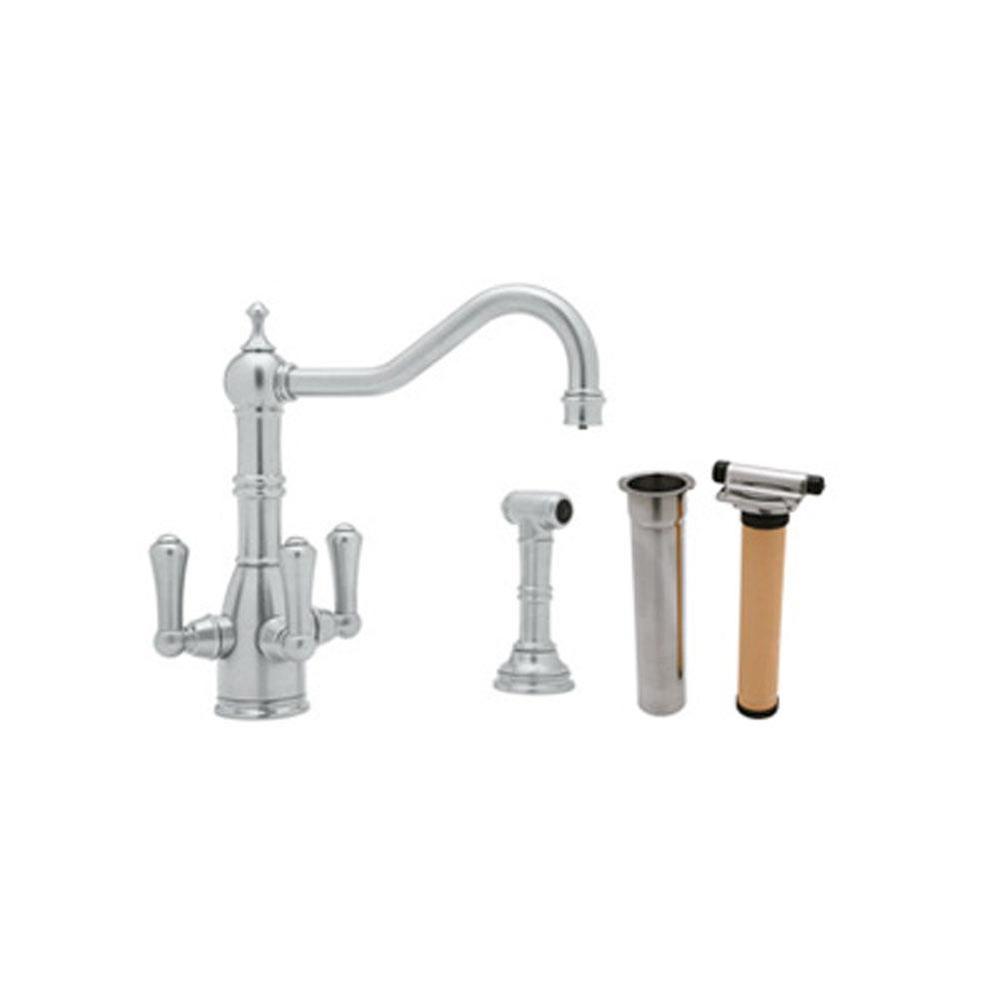 Kit Rohl Perrin & Rowe Filtration Country Three Lever Kitchen Faucet