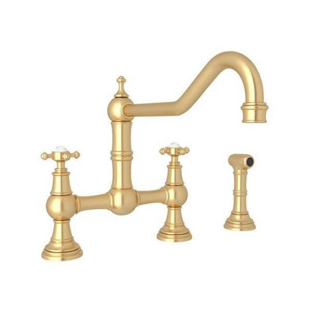 Edwardian™ Extended Spout Bridge Kitchen Faucet With Side Spray