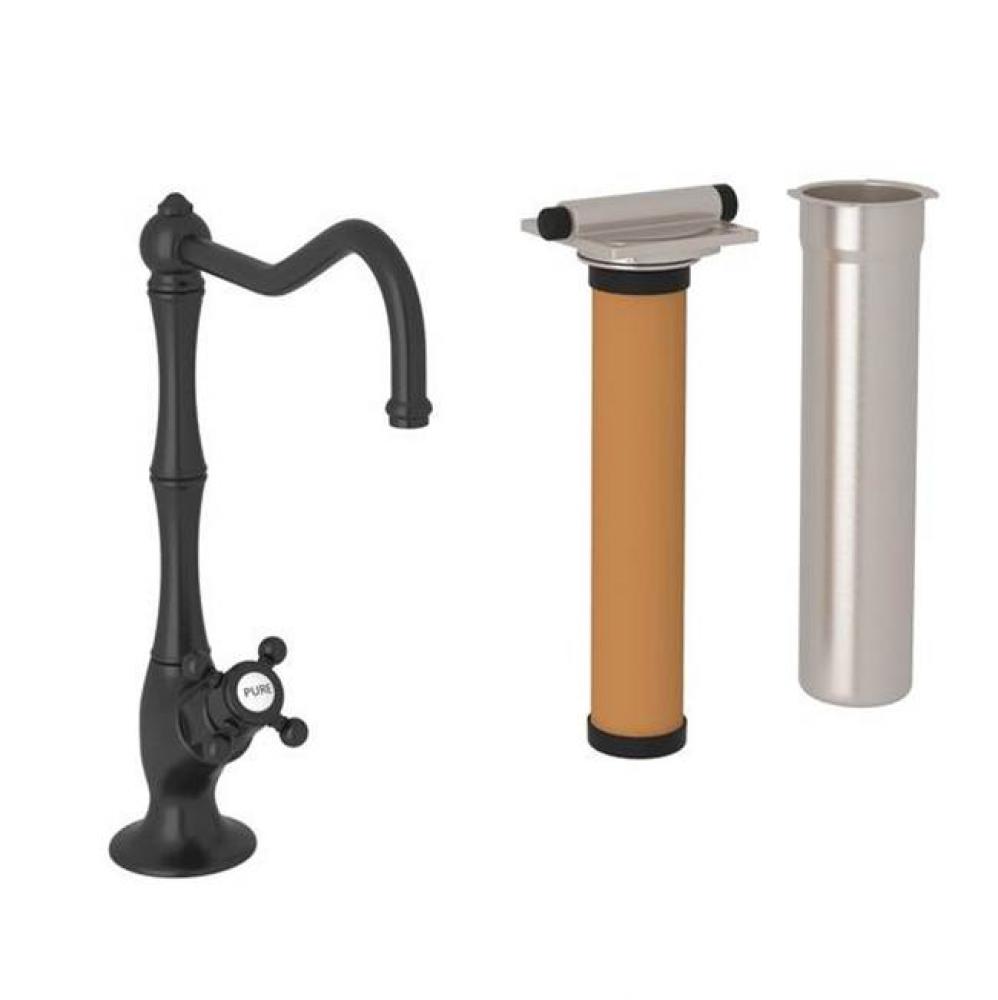 Kit Rohl Italian Kitchen Filter Faucet With Column Spout And Mini Cross Handle Complete With Filte