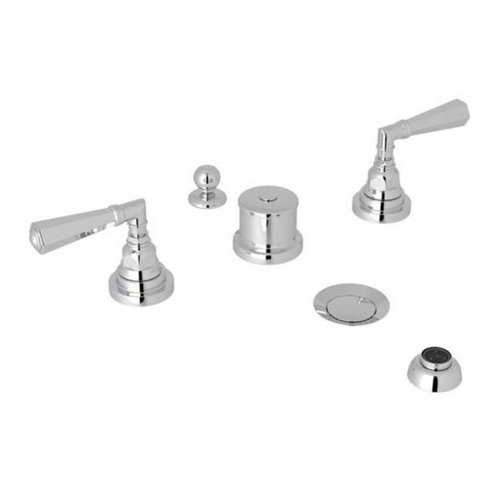Kit Rohl San Giovanni Bath Five Hole Bidet In Polished Chrome With Metal Lever Handles