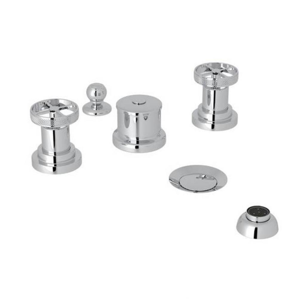 Kit Rohl Campo Bath Five Hole Bidet In Polished Chrome With Wheel Handles