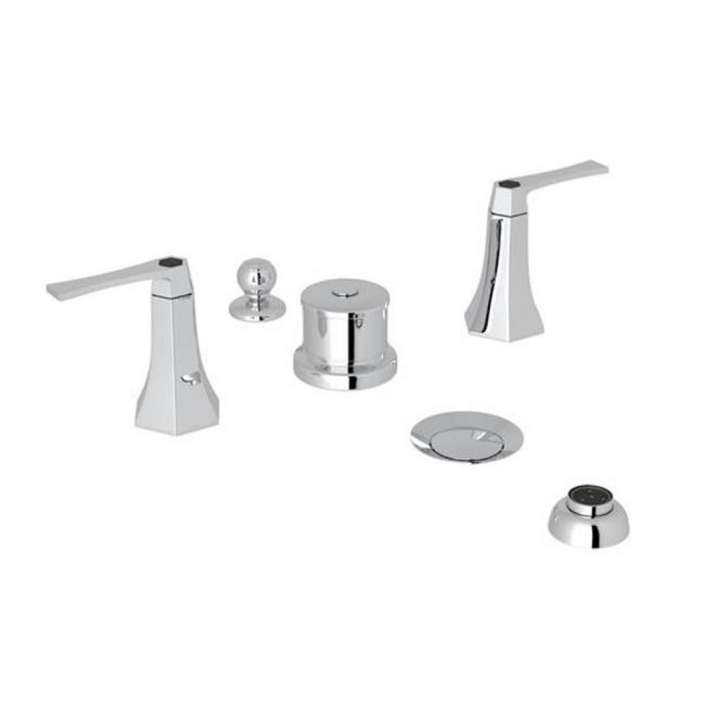 Kit Rohl Bellia Bath Deck Mounted Five Hole Bidet Faucet With Metal Lever Handles In Polished Chro