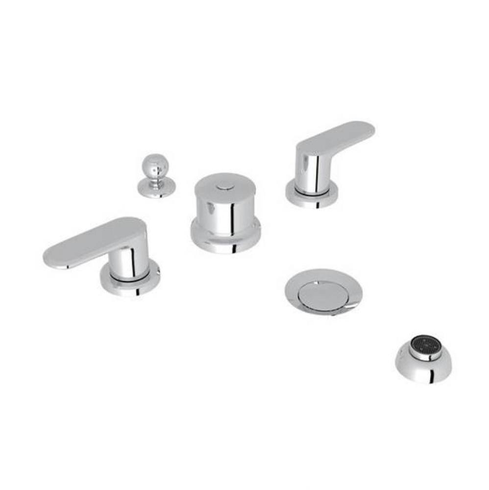 Kit Rohl Meda Bath Deck Mounted Five Hole Bidet Faucet With Lever Handles In Polished Chrome