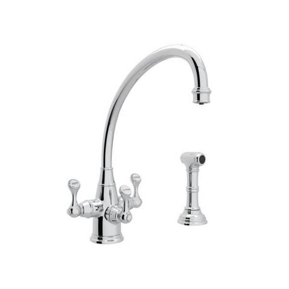 Perrin & Rowe® Georgian Era Filtration 3-Lever Kitchen Faucet With Sidespray with Lever H