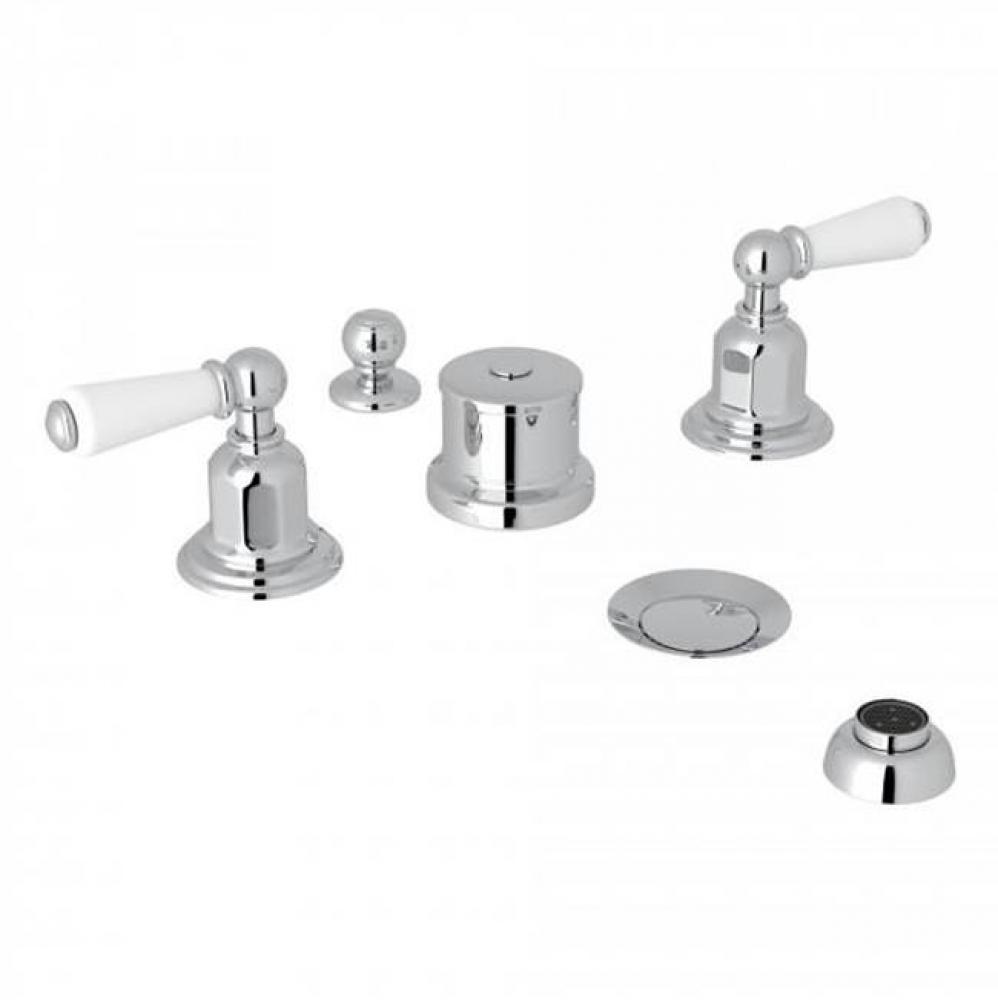 Perrin & Rowe® Edwardian 5-Hole Bidet Faucet with Lever Handles in Polished Chrome