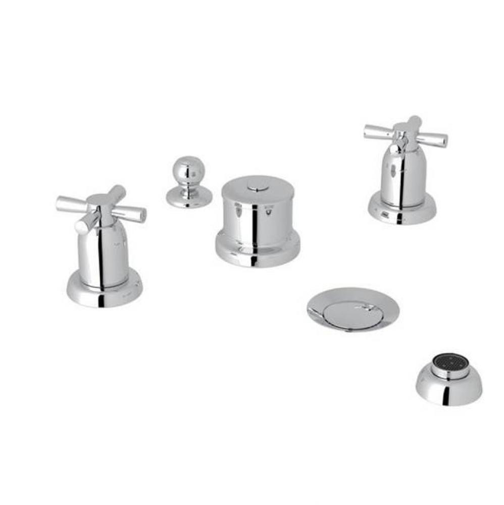 Perrin & Rowe® Holborn 5-Hole Bidet Faucet with Cross Handles in Polished Chrome