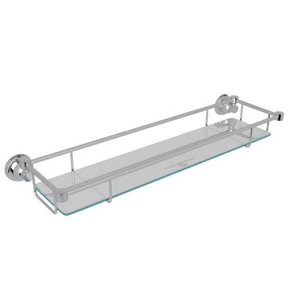 Perrin & Rowe® Holborn Wall Mount Glass Vanity Shelf in Polished Chrome