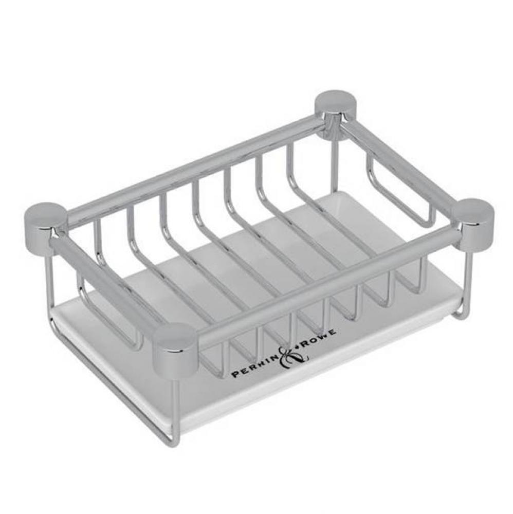 Perrin & Rowe® Holborn Free Standing Porcelain Soap Basket in Polished Chrome