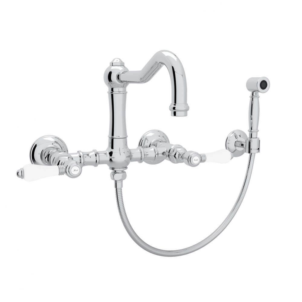 Acqui® Wall Mount Bridge Kitchen Faucet With Sidespray And Column Spout