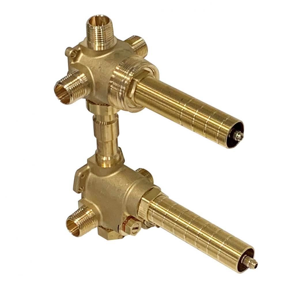 1/2'' Thermostatic Rough Valve-In With Integrated Three Outlet Dedicated Diverter
