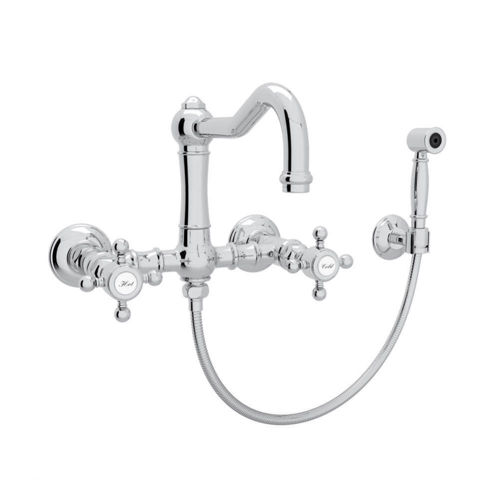 Acqui® Wall Mount Bridge Kitchen Faucet With Sidespray And Column Spout