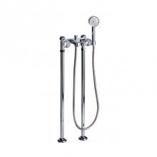 Rohl 605.20.140.PN - Palazzo Exposed Tub And Shower Mixer With Clear Crystal Handles In Polished Nickel
