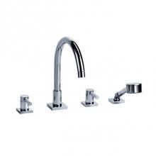 Rohl 634.40.100.APC - Charleston Square Four Hole Deck Mounted Tub Filler With Cross Handles In Polished Chrome