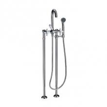 Rohl 637.20.140.APC.11 - Cronos Floor Mounted Exposed Tub And Shower Mixer With Clear Crystal Handles In Polished Chrome