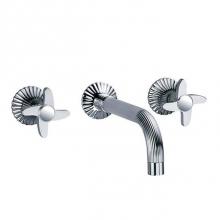 Rohl 637.30.360.PN.11-2 - Cronos Wall Mounted Three Hole Widespread Lavatory Faucet Trim Only With Clear Crystal Handles In