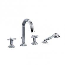 Rohl 637.40.100.APC.11 - Cronos Four Hole Deck Mounted Bathtub Filler With Clear Crystal Handles In Polished Chrome