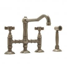 Rohl A1458XWSPN-2 - Rohl Country Kitchen Three Leg Bridge Faucet