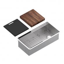 Rohl RUWUM3619WSSB - Culinario™ 36'' Stainless Steel Chef/Workstation Sink With Accessories