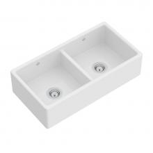 Rohl MS3518WH - Shaker™ 35'' Double Bowl Farmhouse Apron Front Fireclay Kitchen Sink