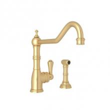 Rohl U.4747SEG-2 - Perrin & Rowe® Edwardian Single Handle Kitchen Faucet With Sidespray with Lever Handle in