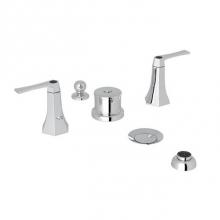 Rohl BE595L-APC - Kit Rohl Bellia Bath Deck Mounted Five Hole Bidet Faucet With Metal Lever Handles In Polished Chro