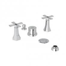 Rohl BE595X-APC - Kit Rohl Bellia Bath Deck Mounted Five Hole Bidet Faucet With Metal Cross Handles In Polished Chro