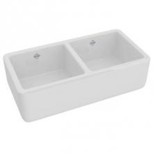Rohl RC3719WH - Lancaster™ 37'' Double Bowl Farmhouse Apron Front Fireclay Kitchen Sink