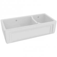 Rohl RC4018WH - Egerton™ 40'' Double Bowl Farmhouse Apron Front Fireclay Kitchen Sink