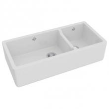 Rohl RC4019WH - Lancaster™ 40'' Double Bowl Farmhouse Apron Front Fireclay Kitchen Sink