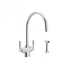 Rohl U.1535LS-APC-2 - Perrin & Rowe® Holborn Filtration 2-Lever Kitchen Faucet With Sidespray with Lever Handle