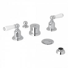 Rohl U.3960L-APC - Perrin & Rowe® Edwardian 5-Hole Bidet Faucet with Lever Handles in Polished Chrome