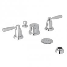 Rohl U.3980LS-APC - Perrin & Rowe® Holborn 5-Hole Bidet Faucet with Lever Handles in Polished Chrome