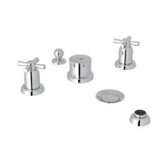Rohl U.3981X-APC - Perrin & Rowe® Holborn 5-Hole Bidet Faucet with Cross Handles in Polished Chrome
